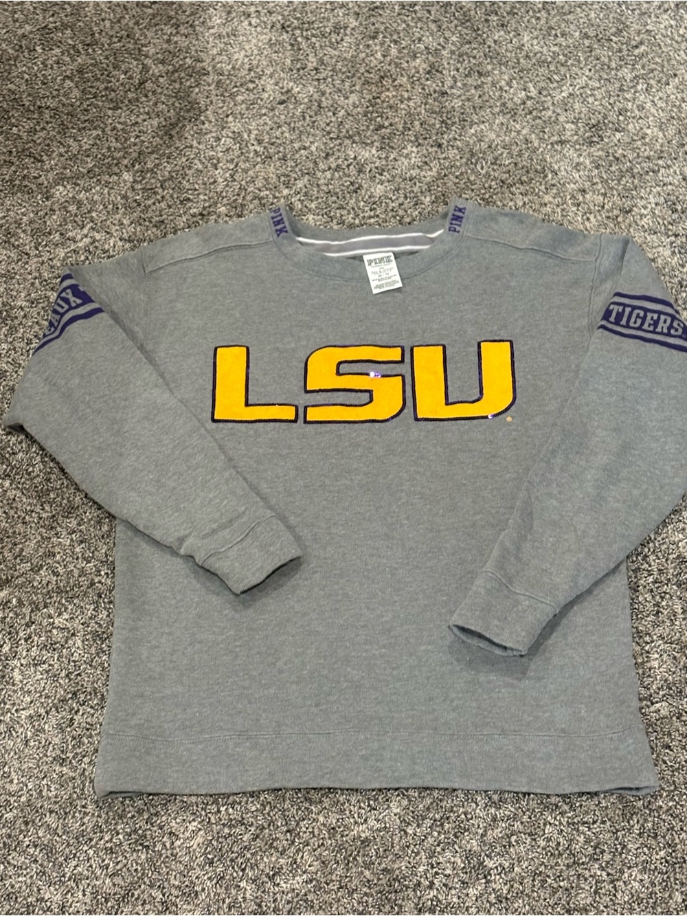 PINK Victoria's Secret Pink Crewneck with Gold LSU Applique